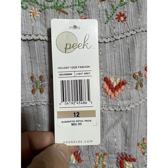 Peek Shiloh‎ Grey Embroidered Long Sleeve Knee Length Dress Sz. 12 NWT - Picture 5 of 6